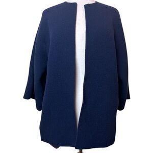 Lauren Ralph Lauren Cape Poncho Coat Size 8 Navy Pockets Italian Wool